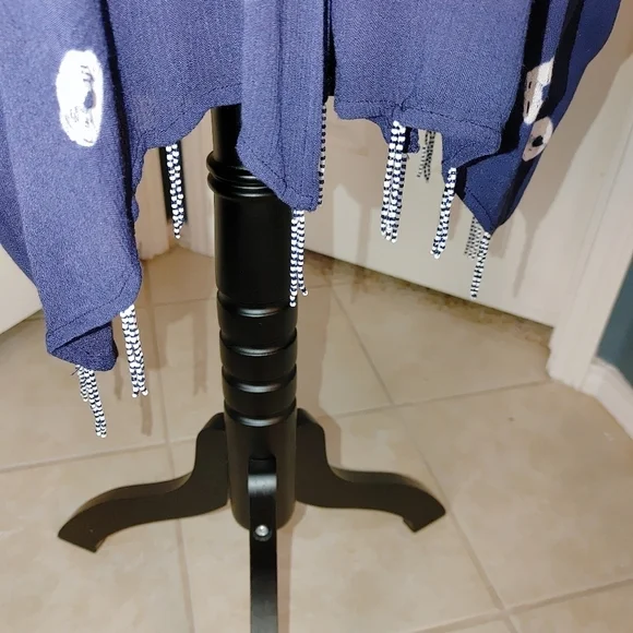 NWOT Soft Surroundings Tie Dye Short Sleeve Open blouse w Beaded Fringe. Large - Picture 3 of 13